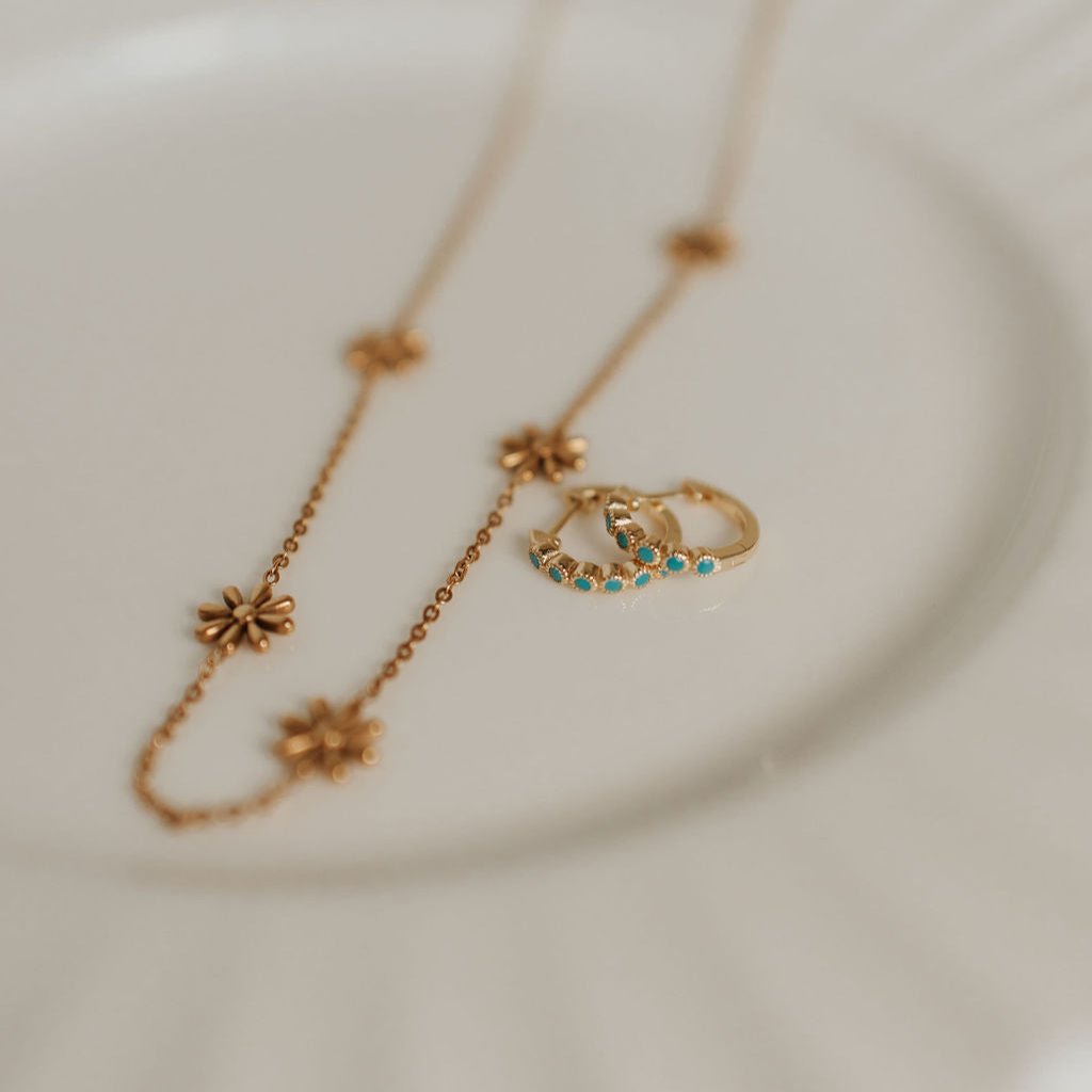 Gaby Turquoise Hoops - WonderingCloth
