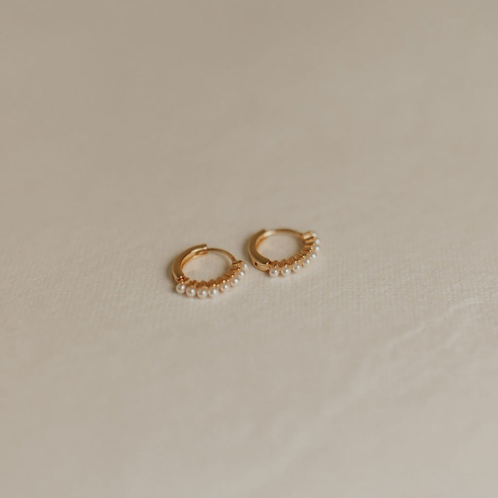 Grace Pearl Hoops - WonderingCloth