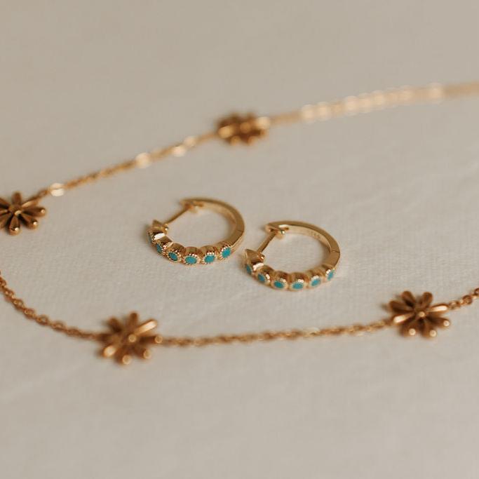 Gaby Turquoise Hoops - WonderingCloth