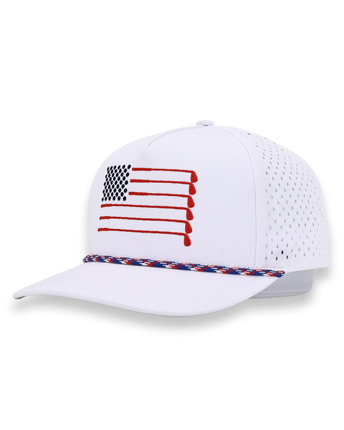 American Flag Rope Flat Bill Hat - WonderingCloth
