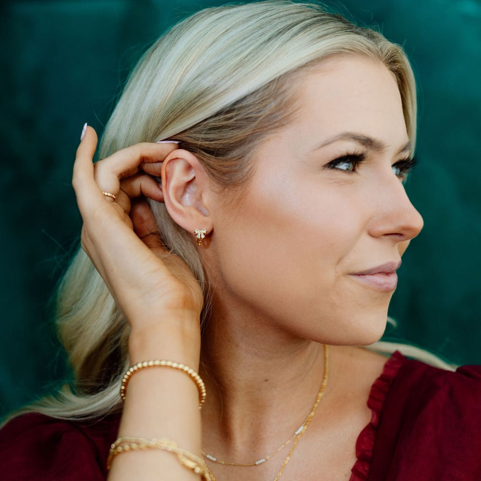 Lucy Diamond Bow Hoops - WonderingCloth