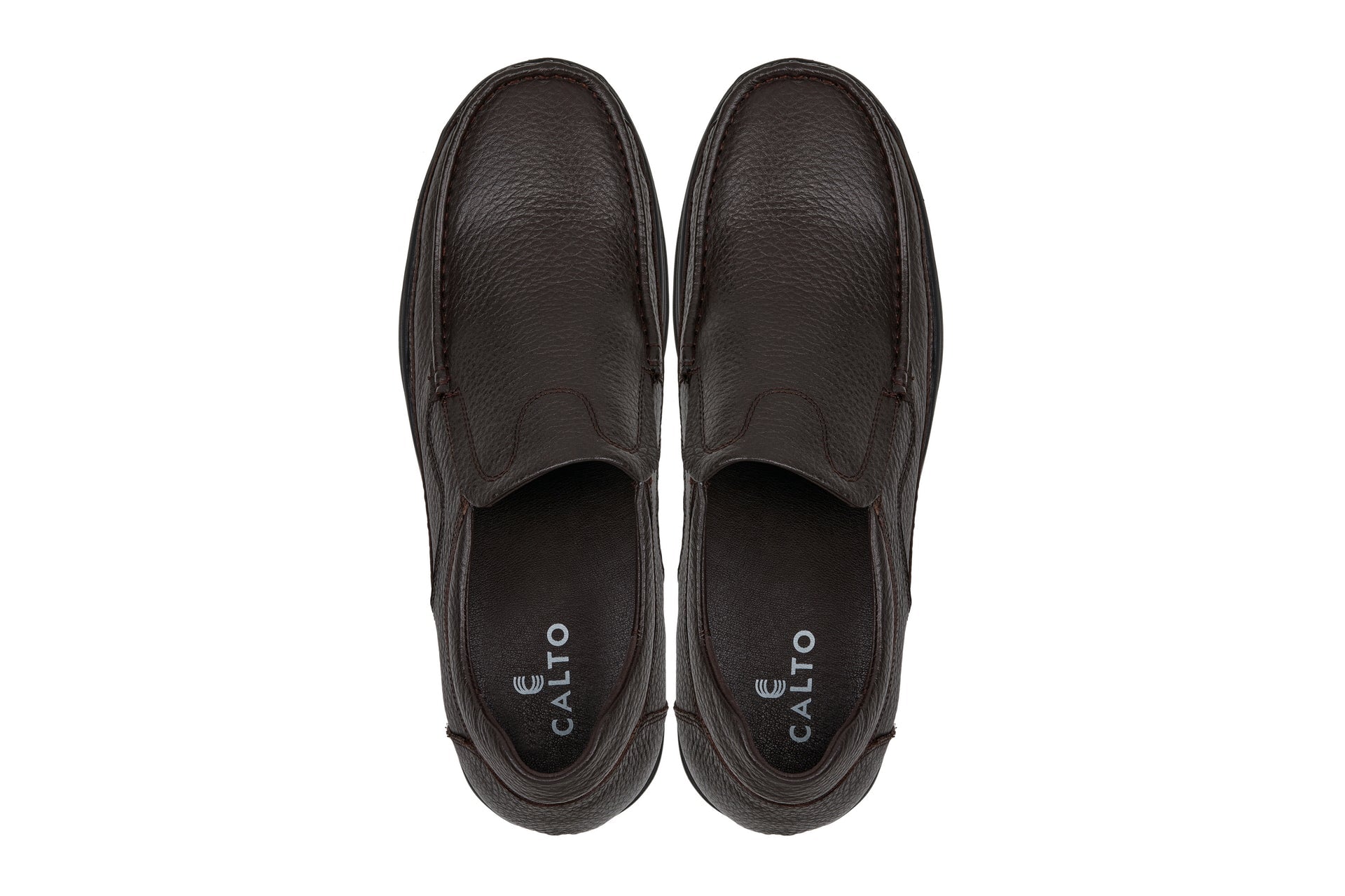 CALTO - G1823 - 3 Inches Taller (Brown) - Lightweight Slip-On Loafer Dress Shoes - WonderingCloth