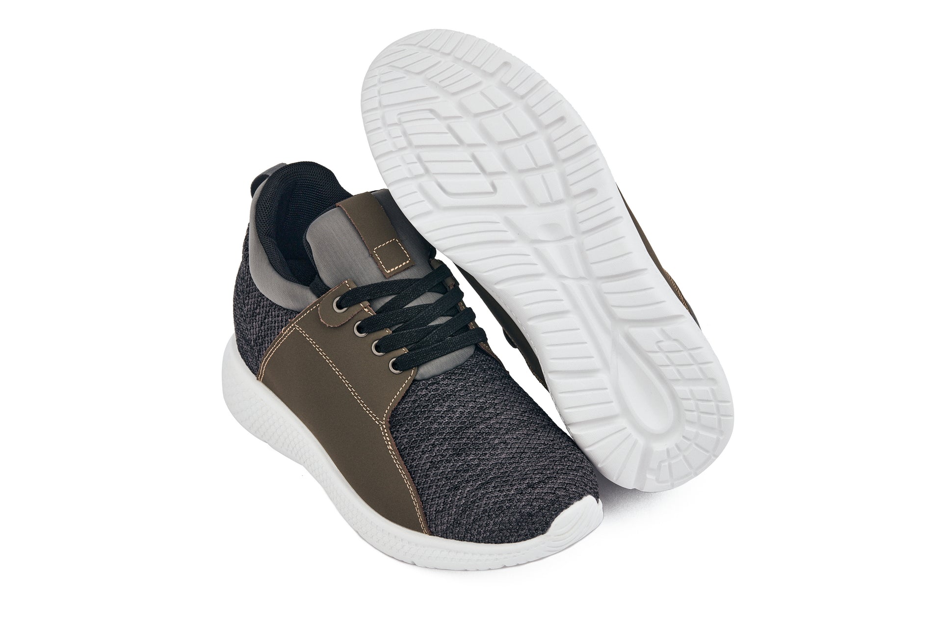 CALTO 3.2-Inch Taller Charcoal Men's Elevator Sneakers - H71923 - WonderingCloth