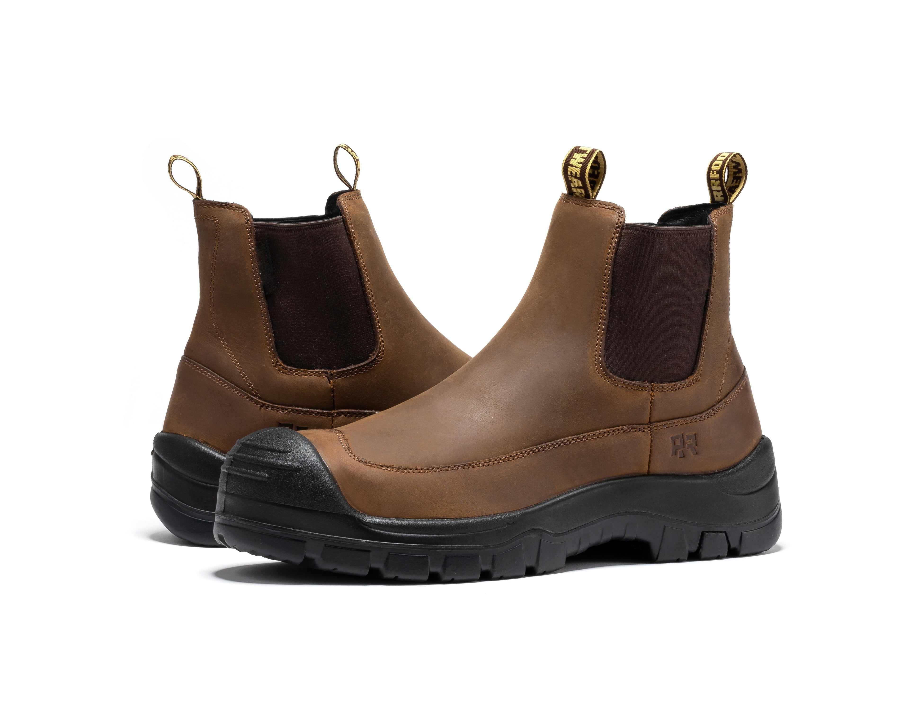 ROCKROOSTER Woodland Brown 6 inch Composite Toe Pull-on Leather Work Boots AK664 - WonderingCloth