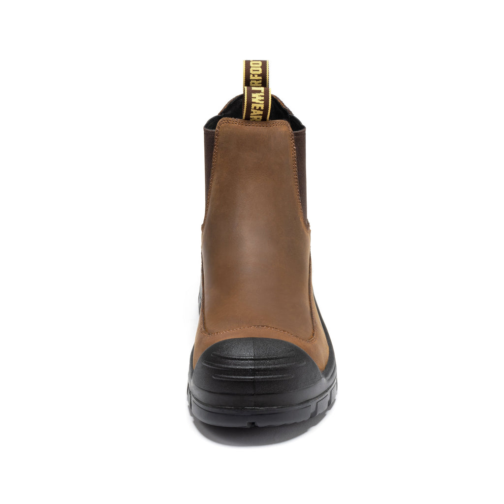 ROCKROOSTER Woodland Brown 6 inch Composite Toe Pull-on Leather Work Boots AK664 - WonderingCloth