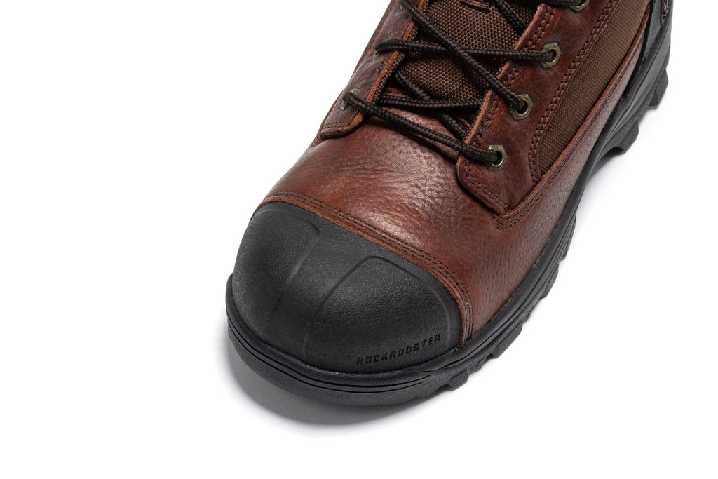 ROCKROOSTER Daviston 6 inch Brown Composite Toe Waterproof Work Boots AT872 - WonderingCloth