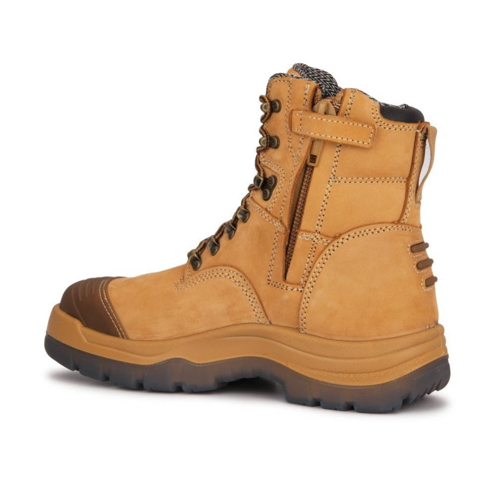 ROCKROOSTER Kimberly Tan 7 inch Zip-sided Steel Toe Leather Work Boots AK232Z - WonderingCloth