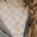 Checkered Necklace in Gold - WonderingCloth