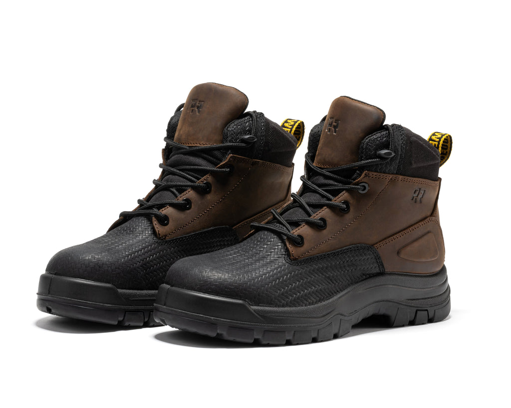 ROCKROOSTER Marfa Brown 6 Inch Waterproof Composite Toe Leather Work Boots CP210 - WonderingCloth