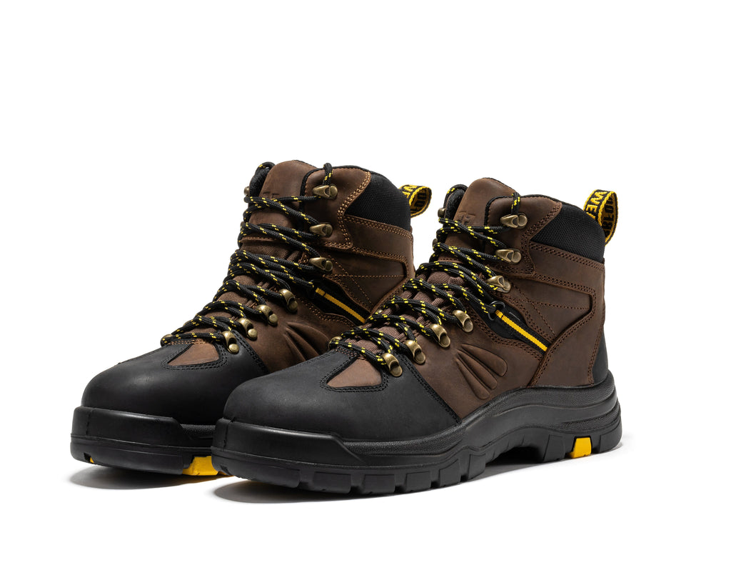 ROCKROOSTER Marfa Brown 6 inch Waterproof Composite Toe Leather Work Boots CP211 - WonderingCloth