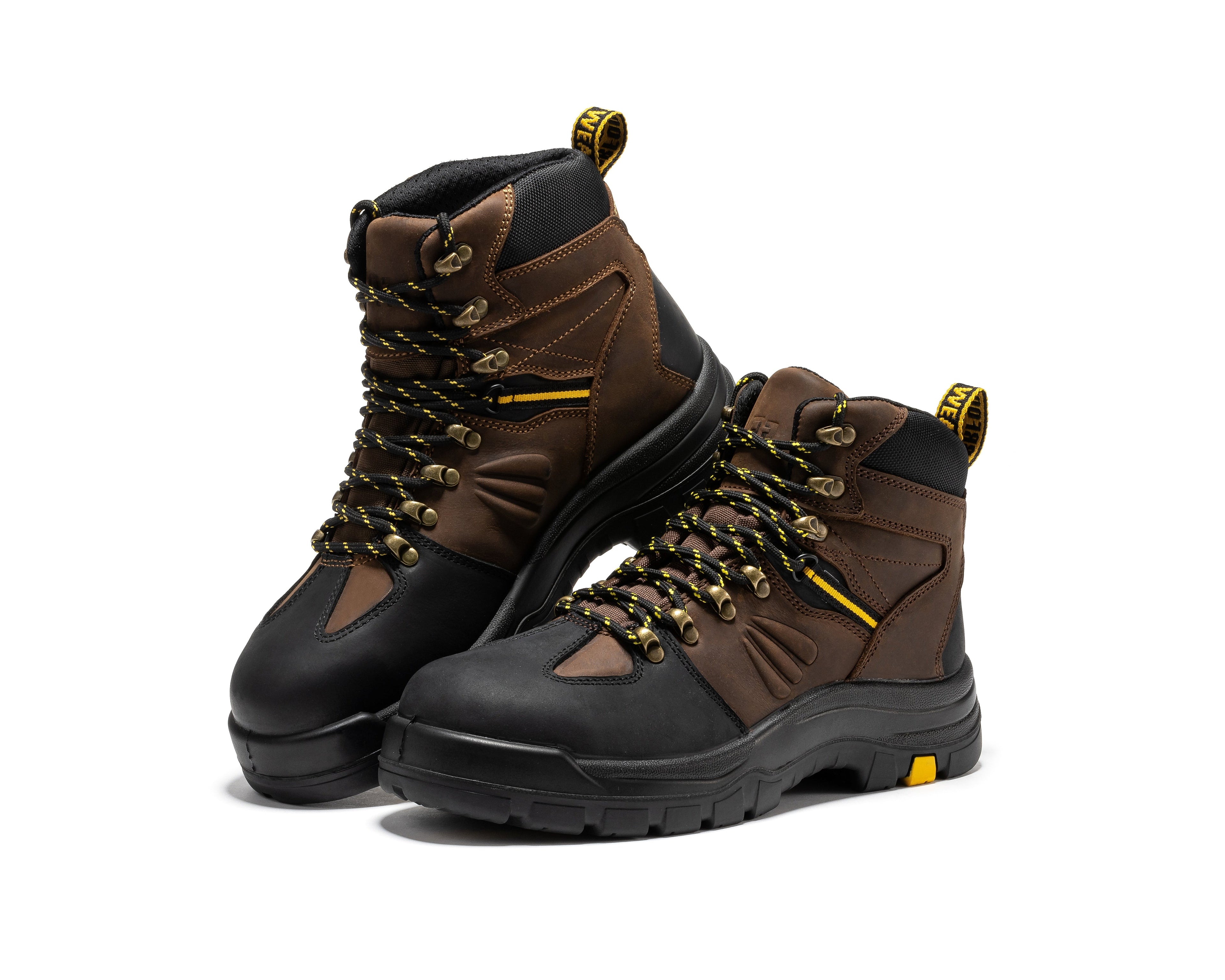 ROCKROOSTER Marfa Brown 6 inch Waterproof Composite Toe Leather Work Boots CP211 - WonderingCloth