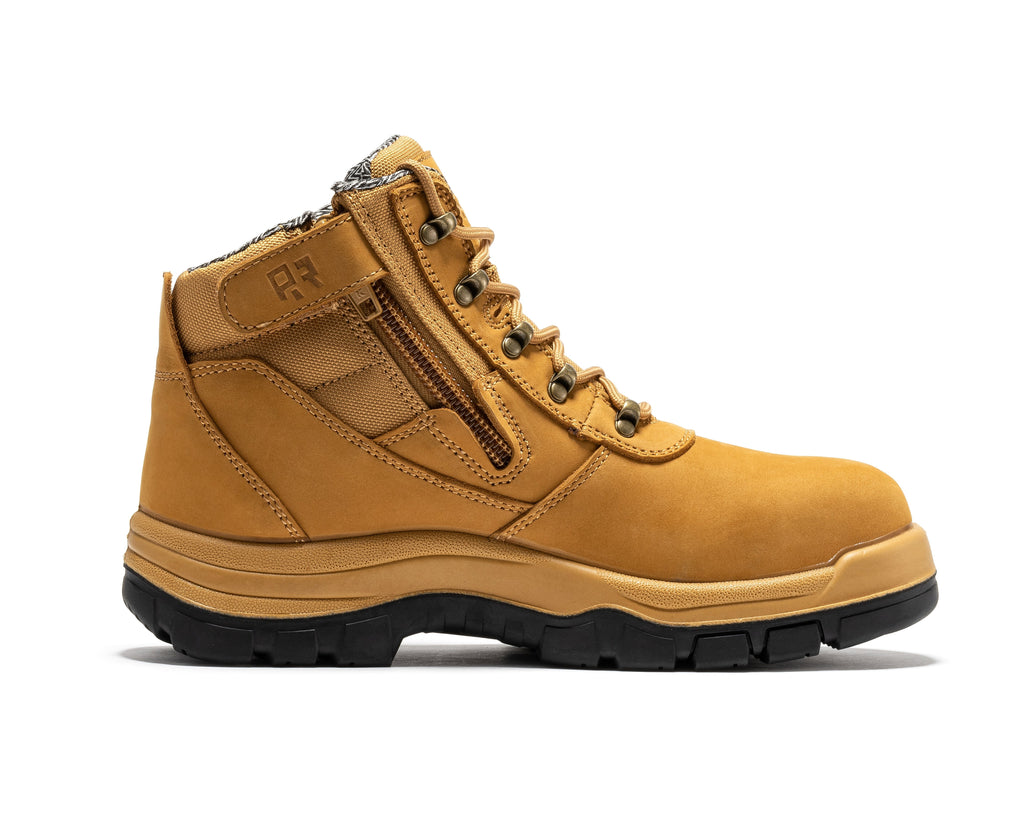 ROCKROOSTER Avalon Black 6 Inch Zip-sided Composite toe Leather Work Boots CP213BK - WonderingCloth