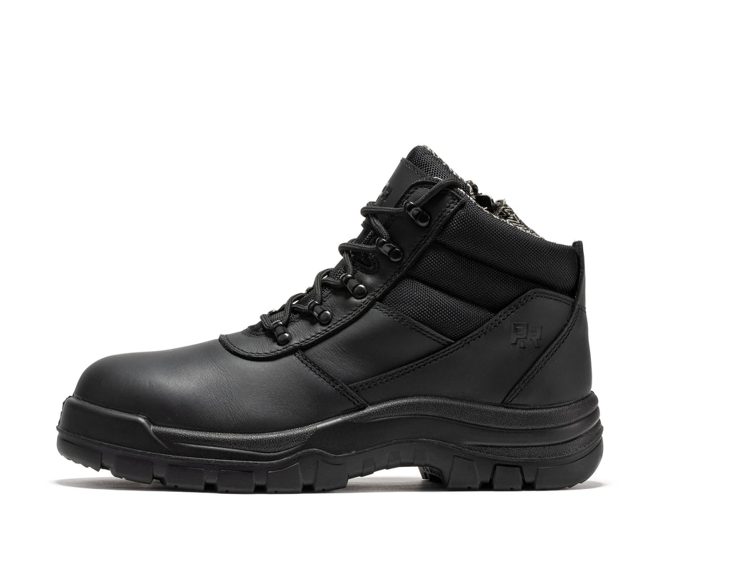 ROCKROOSTER Avalon Black 6 Inch Zip-sided Composite toe Leather Work Boots CP213BK - WonderingCloth