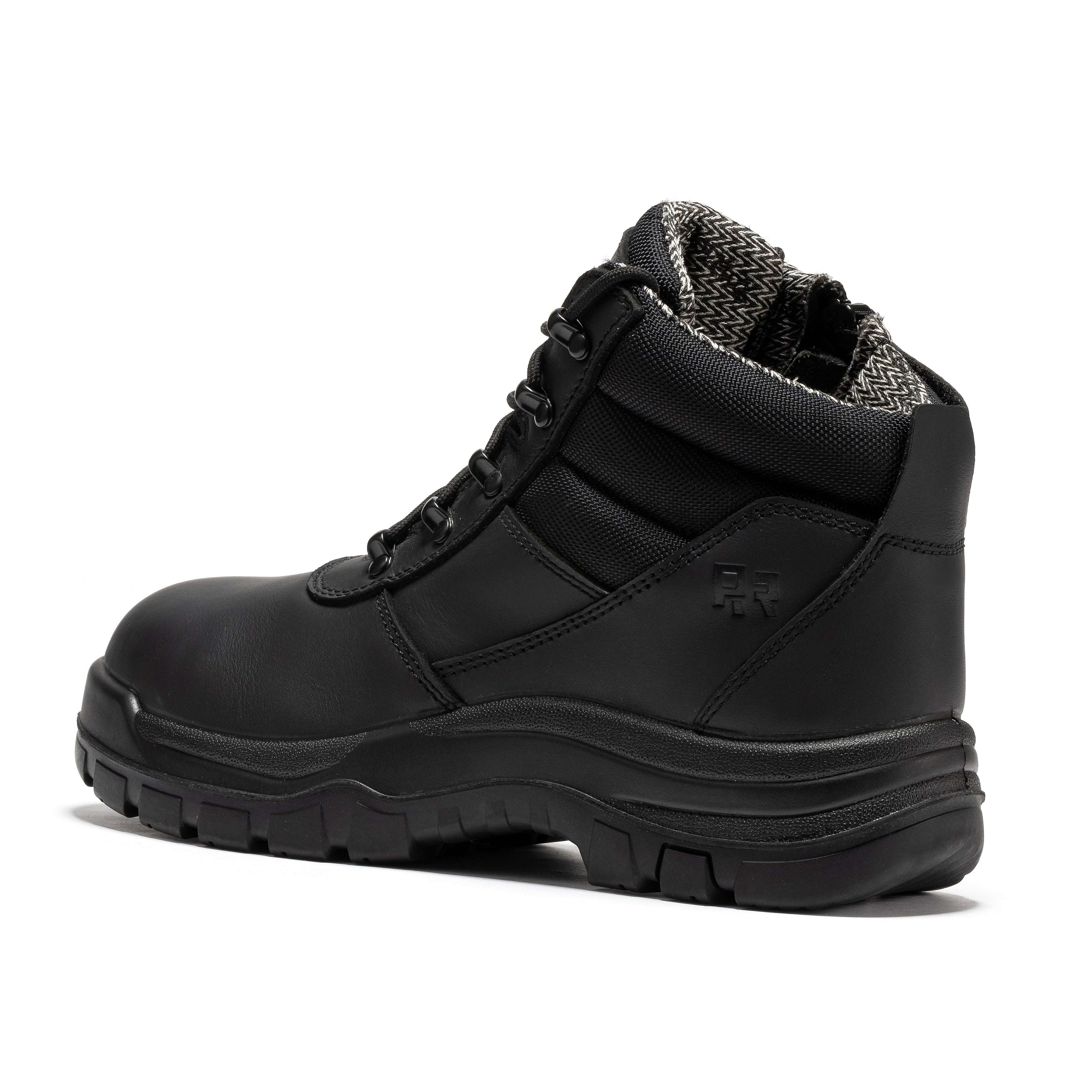 ROCKROOSTER Avalon Black 6 Inch Zip-sided Composite toe Leather Work Boots CP213BK - WonderingCloth