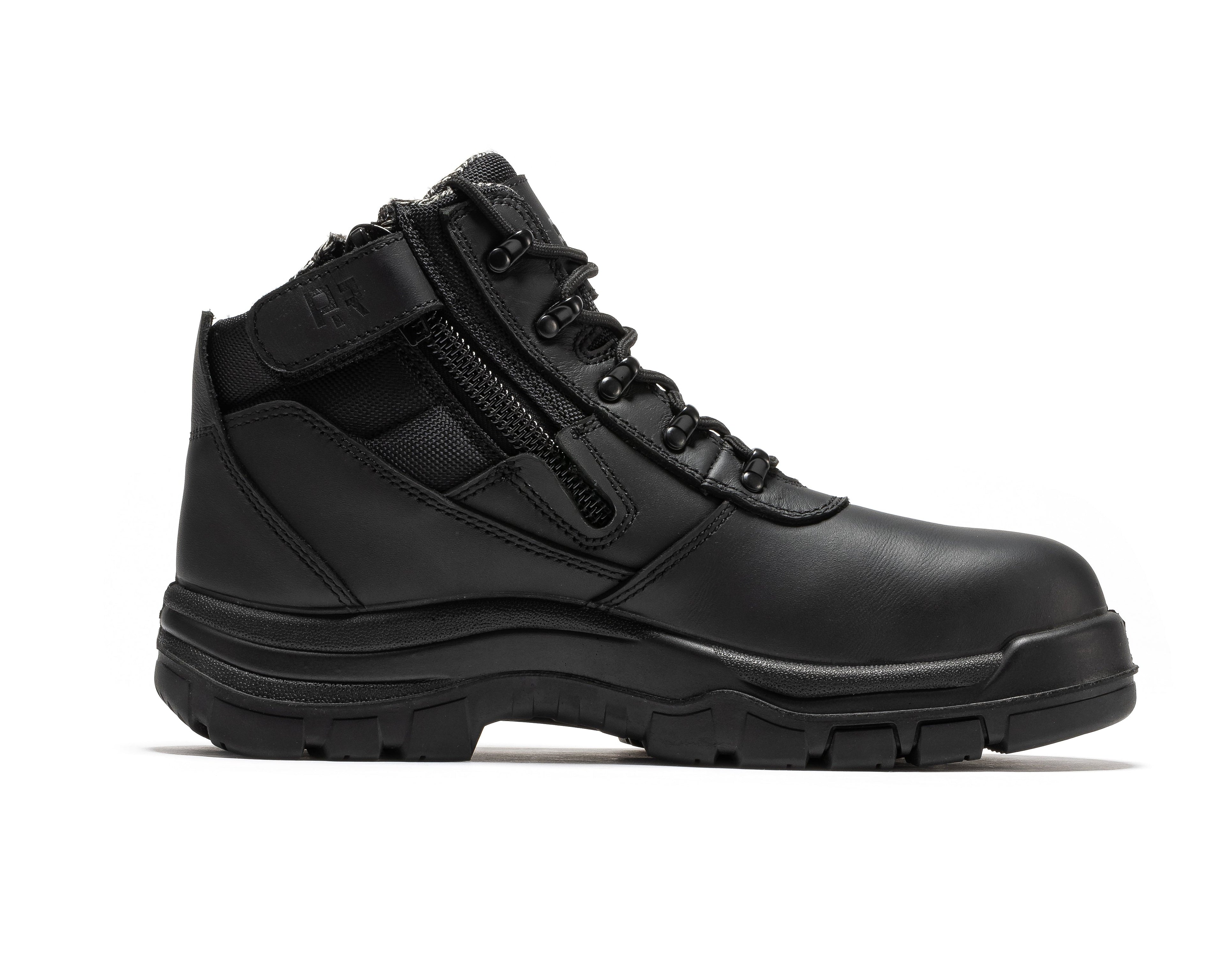 ROCKROOSTER Avalon Black 6 Inch Zip-sided Composite toe Leather Work Boots CP213BK - WonderingCloth