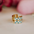 Blue & White Checkered Hoops - WonderingCloth