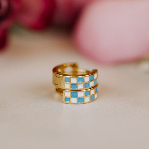 Blue & White Checkered Hoops - WonderingCloth
