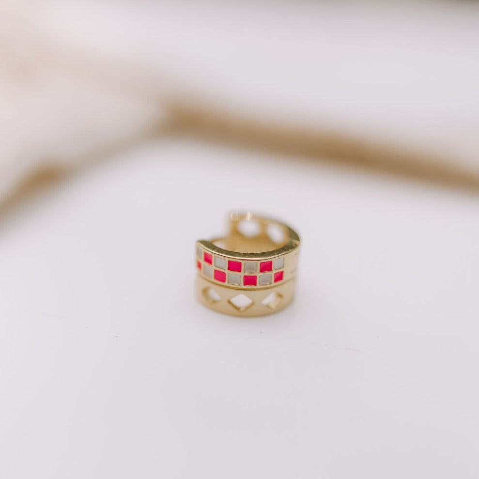 Pink & White Checkered Hoops - WonderingCloth