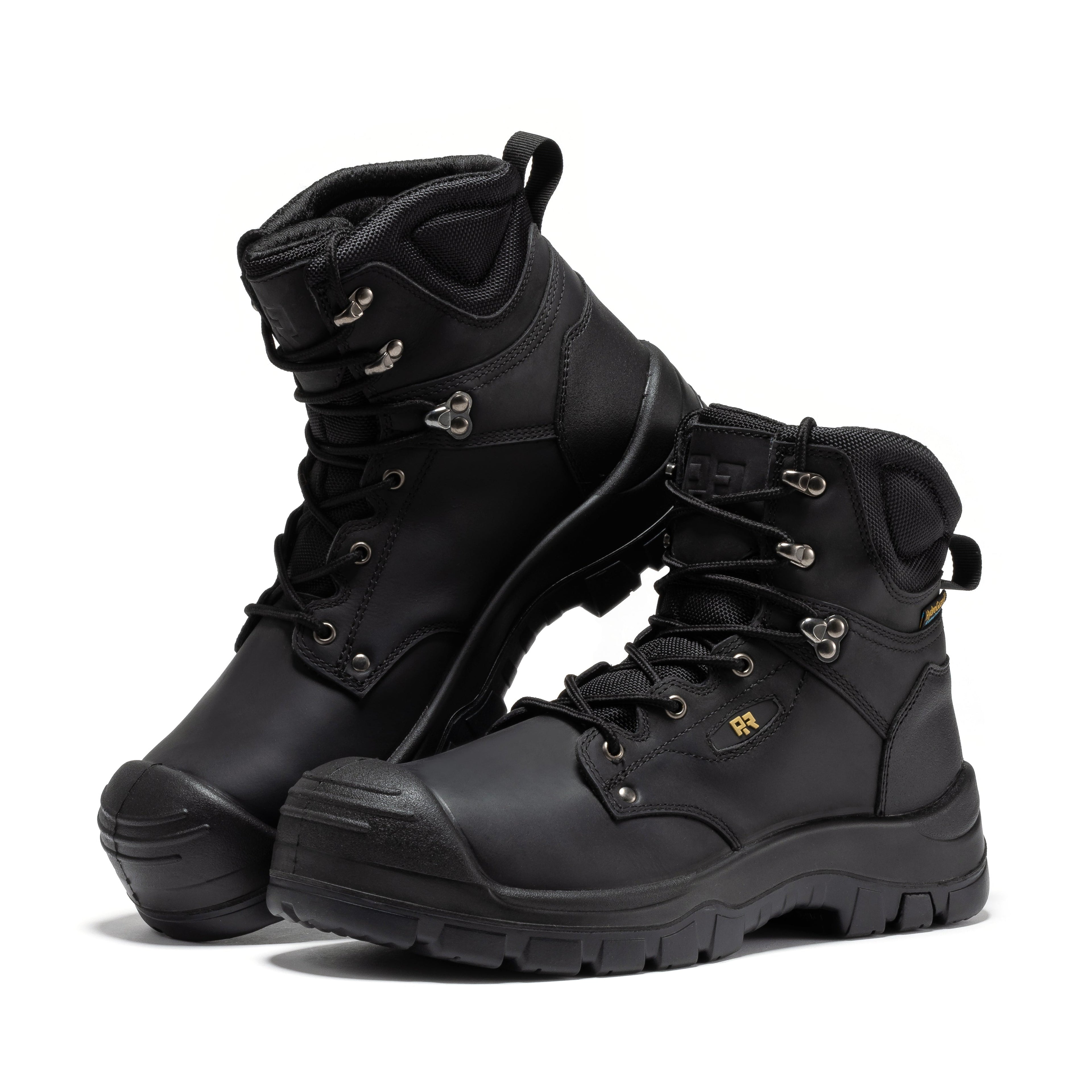 ROCKROOSTER Woodland Black 6 inch Waterproof Composite Toe Leather Work Boots AK662 - WonderingCloth