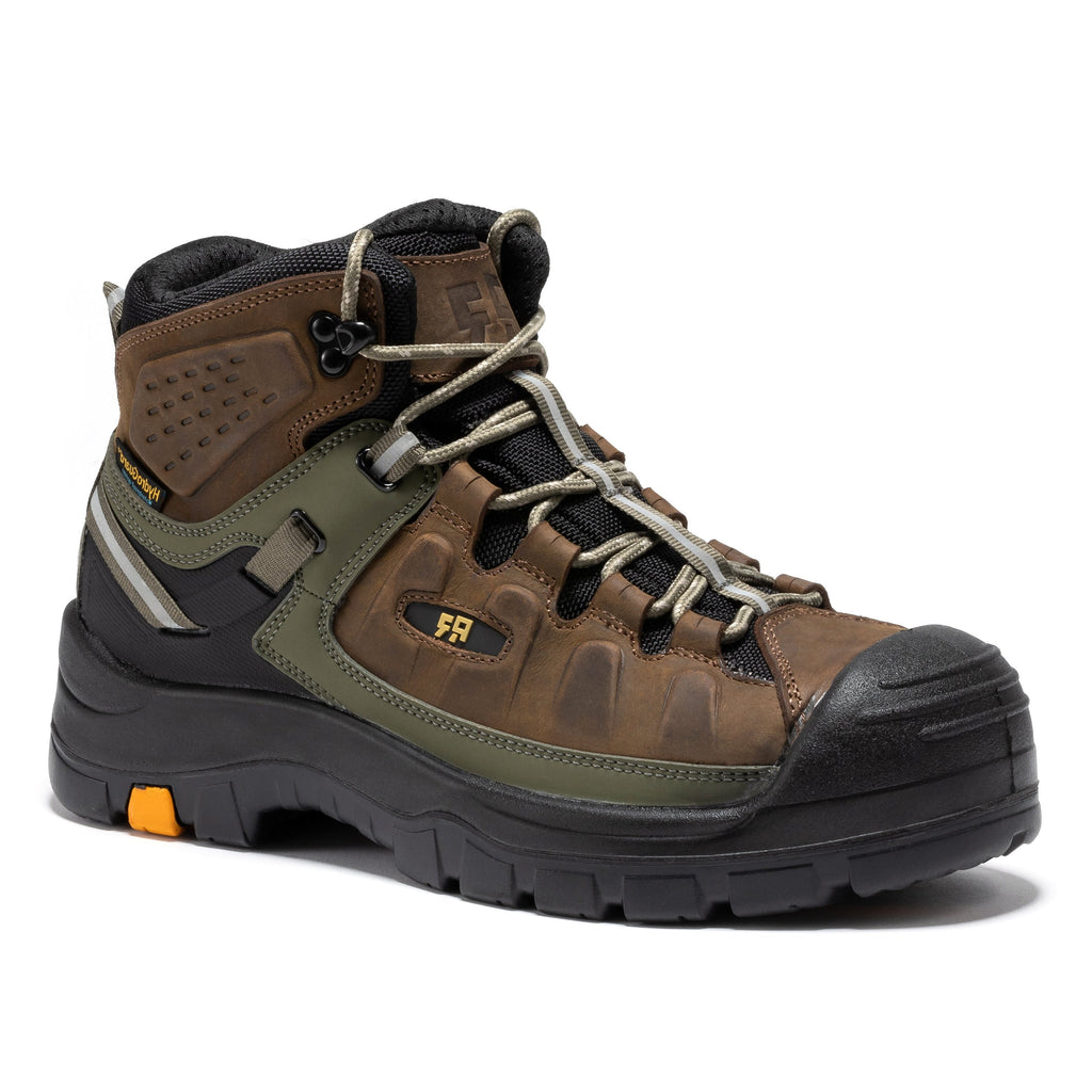 ROCKROOSTER Woodland Brown 6 inch Composite Toe Waterproof Leather Work Boots AK661 - WonderingCloth