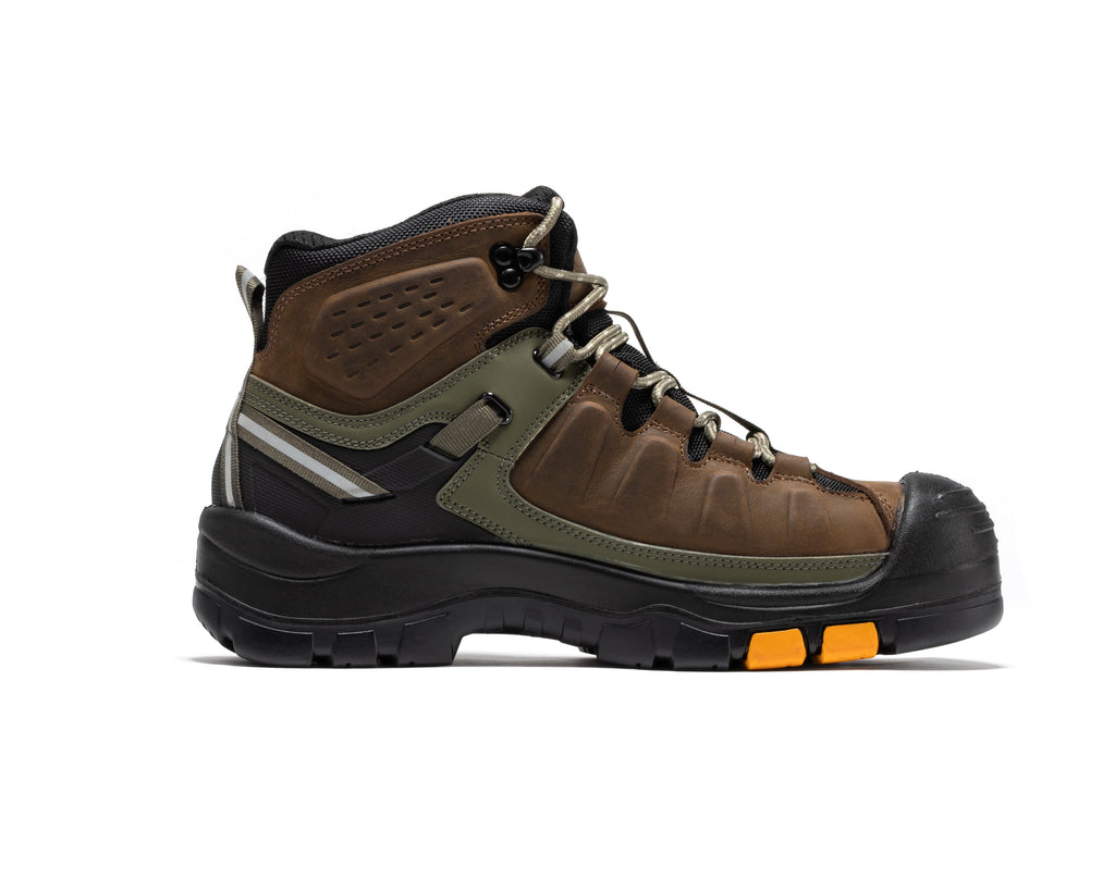 ROCKROOSTER Woodland Brown 6 inch Composite Toe Waterproof Leather Work Boots AK661 - WonderingCloth