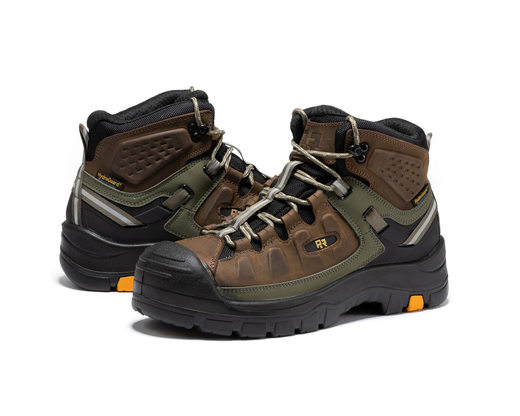ROCKROOSTER Woodland Brown 6 inch Composite Toe Waterproof Leather Work Boots AK661 - WonderingCloth