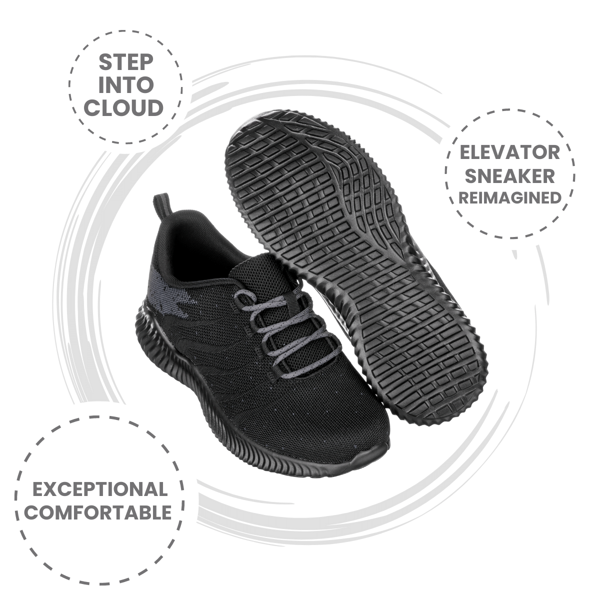 CALTO - Q216 - 2.8 Inches Taller (Black/Grey) - Ultra Lightweight - WonderingCloth