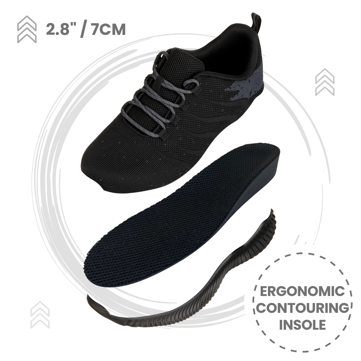 CALTO - Q216 - 2.8 Inches Taller (Black/Grey) - Ultra Lightweight - WonderingCloth