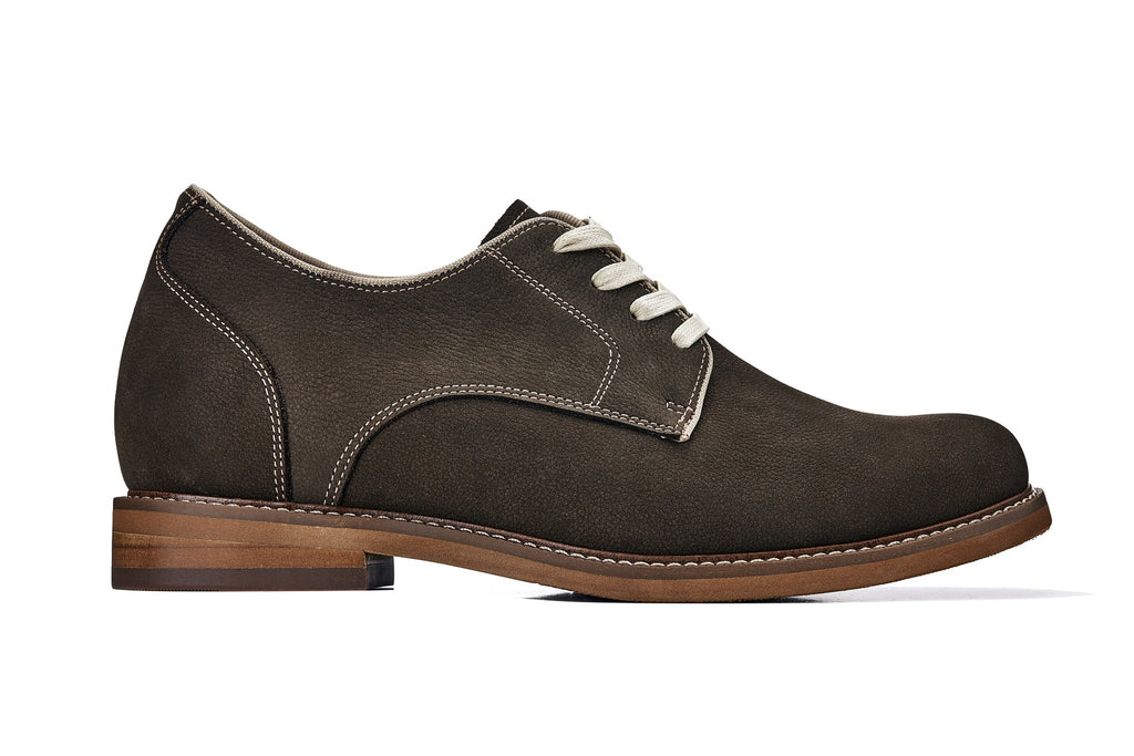 CALTO - J1311 - 3 Inches Taller (Sardine Grey) - Business Casual Leather Derbies - WonderingCloth