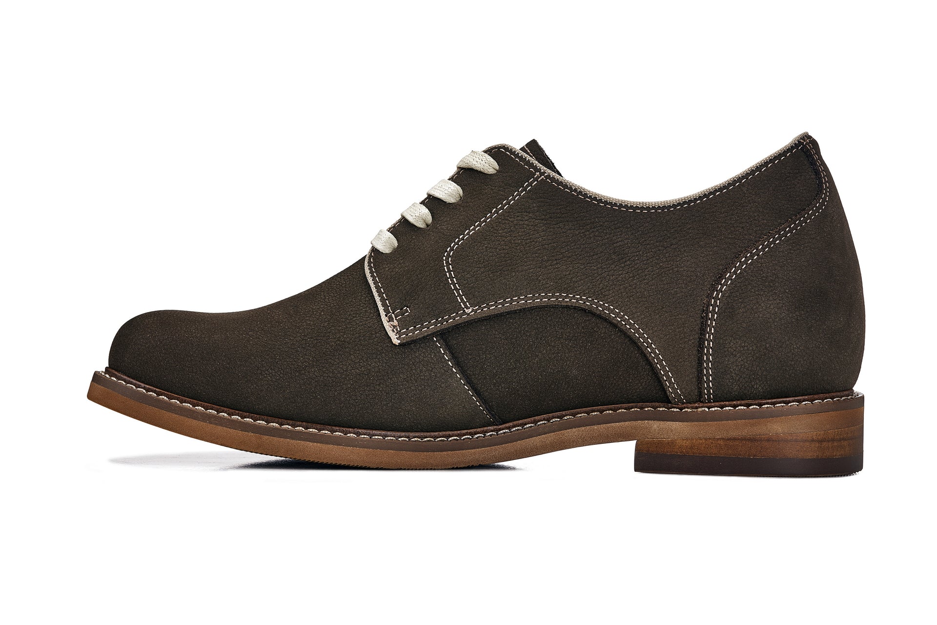 CALTO - J1311 - 3 Inches Taller (Sardine Grey) - Business Casual Leather Derbies - WonderingCloth
