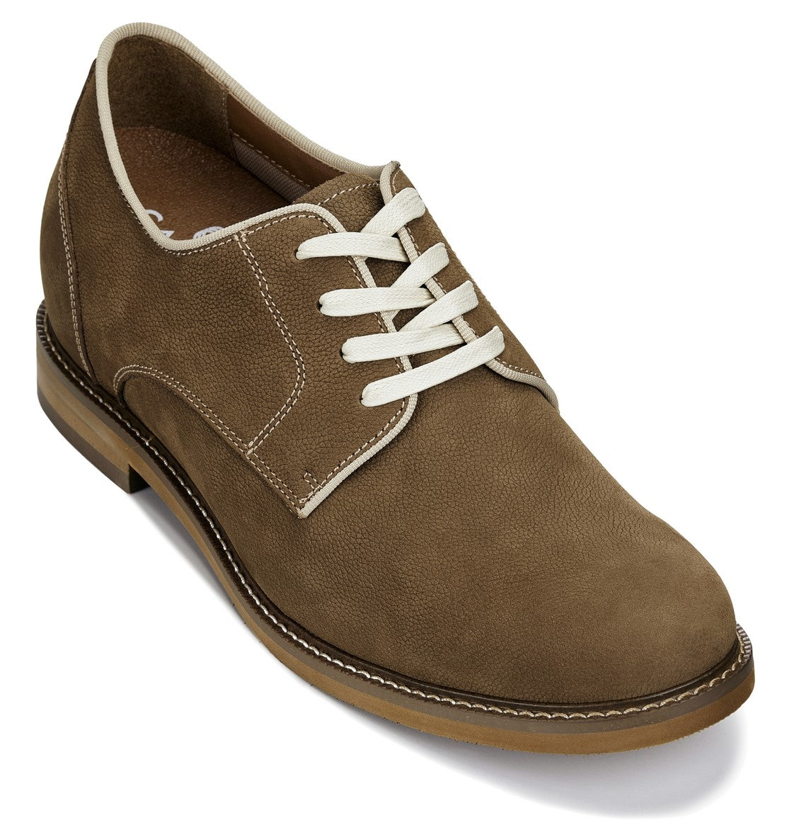 CALTO - J1312 - 3 Inches Taller (Khaki Brown) - Business Casual Leather Derbies - WonderingCloth