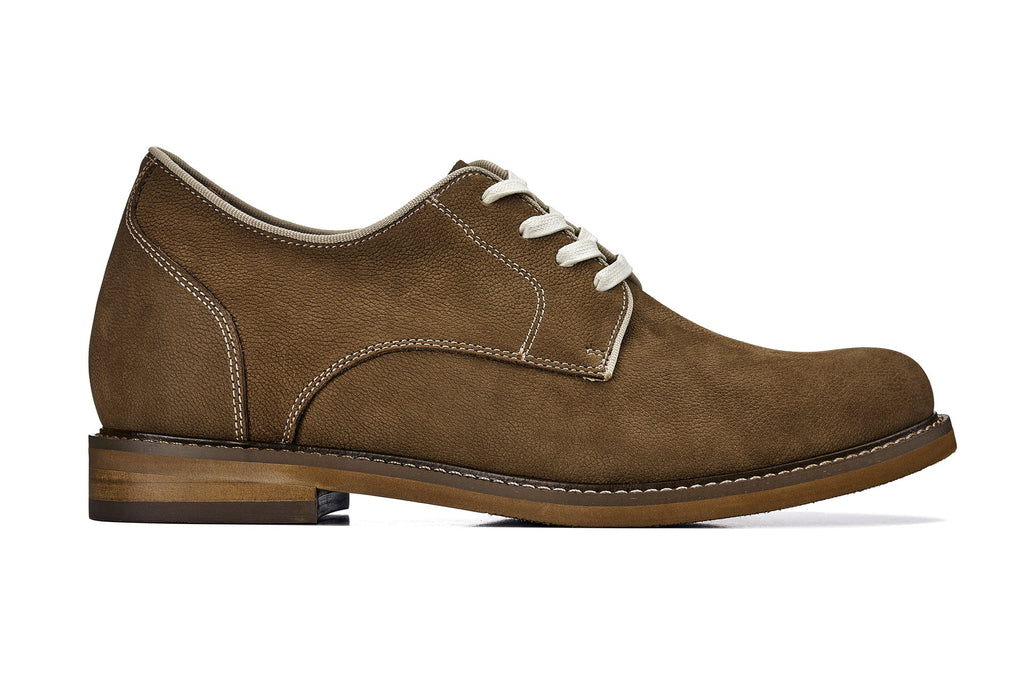 CALTO - J1312 - 3 Inches Taller (Khaki Brown) - Business Casual Leather Derbies - WonderingCloth