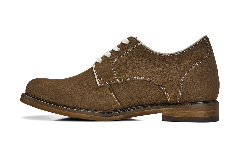 CALTO - J1312 - 3 Inches Taller (Khaki Brown) - Business Casual Leather Derbies - WonderingCloth