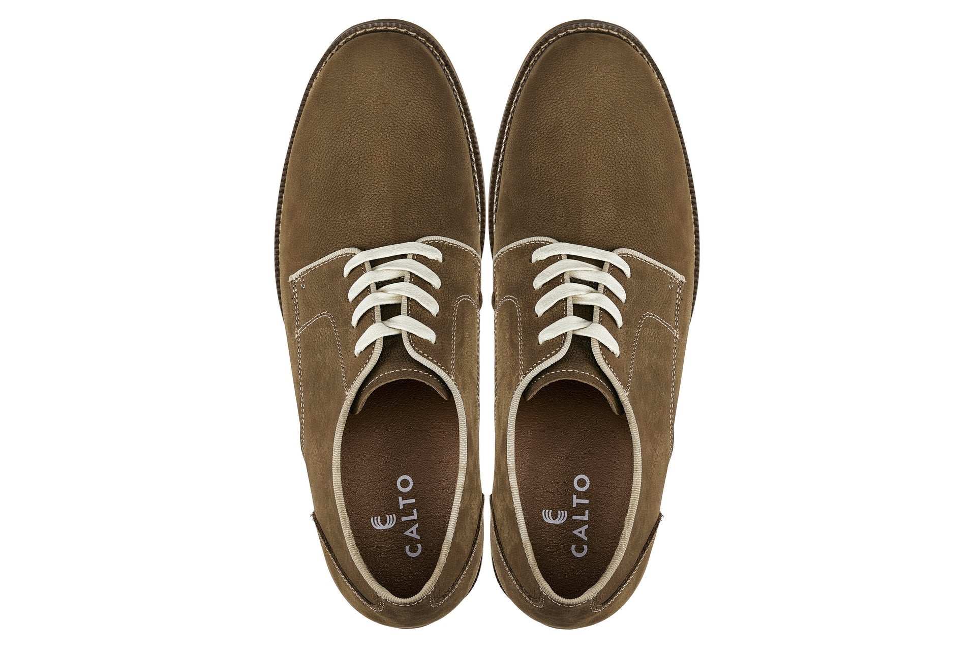 CALTO - J1312 - 3 Inches Taller (Khaki Brown) - Business Casual Leather Derbies - WonderingCloth
