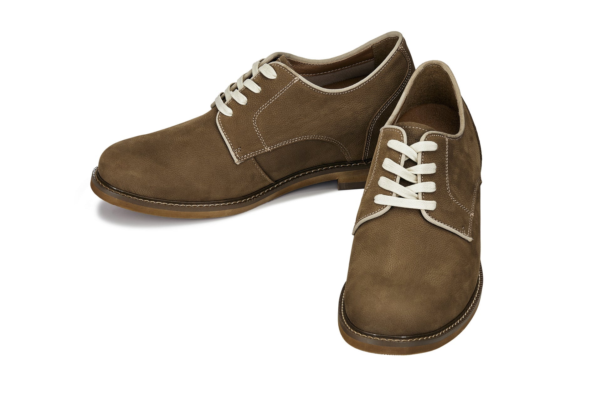 CALTO - J1312 - 3 Inches Taller (Khaki Brown) - Business Casual Leather Derbies - WonderingCloth