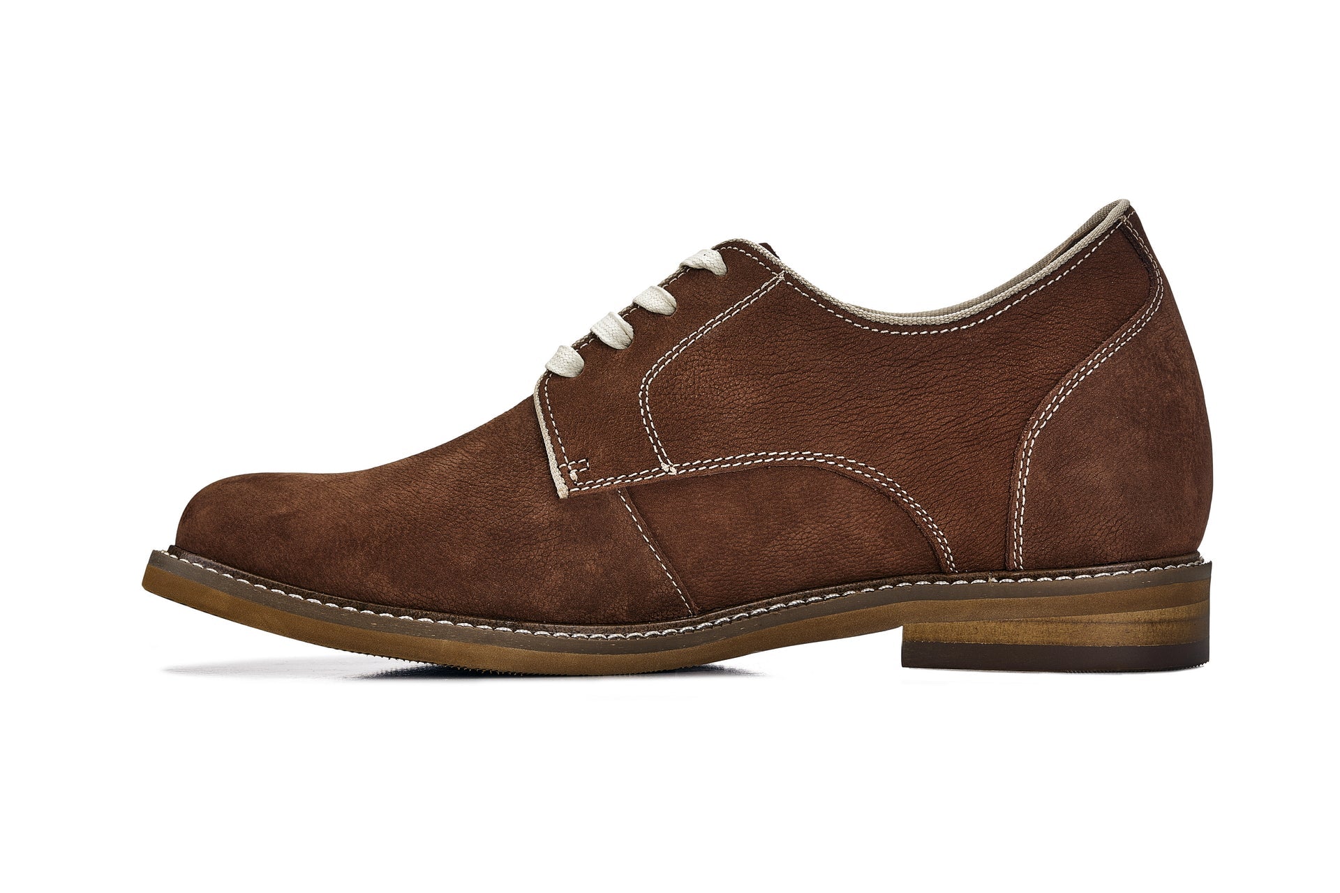 CALTO - J1313 - 3 Inches Taller (Terracotta Brown) - Business Casual Leather Derbies - WonderingCloth