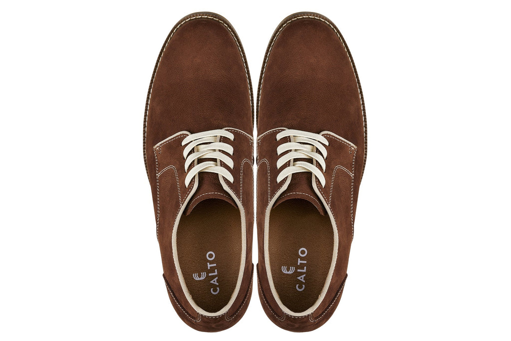 CALTO - J1313 - 3 Inches Taller (Terracotta Brown) - Business Casual Leather Derbies - WonderingCloth