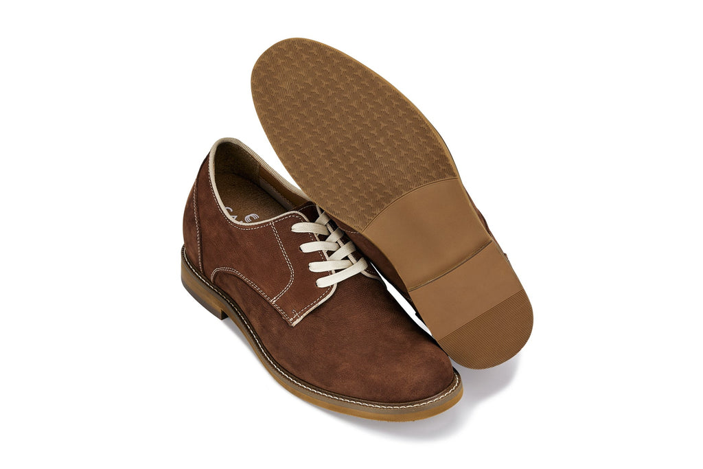 CALTO - J1313 - 3 Inches Taller (Terracotta Brown) - Business Casual Leather Derbies - WonderingCloth