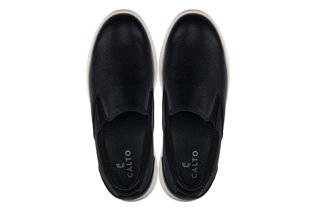 CALTO - J1420 - 2.8 Inches Taller (Onyx) - Leather Loafers - WonderingCloth