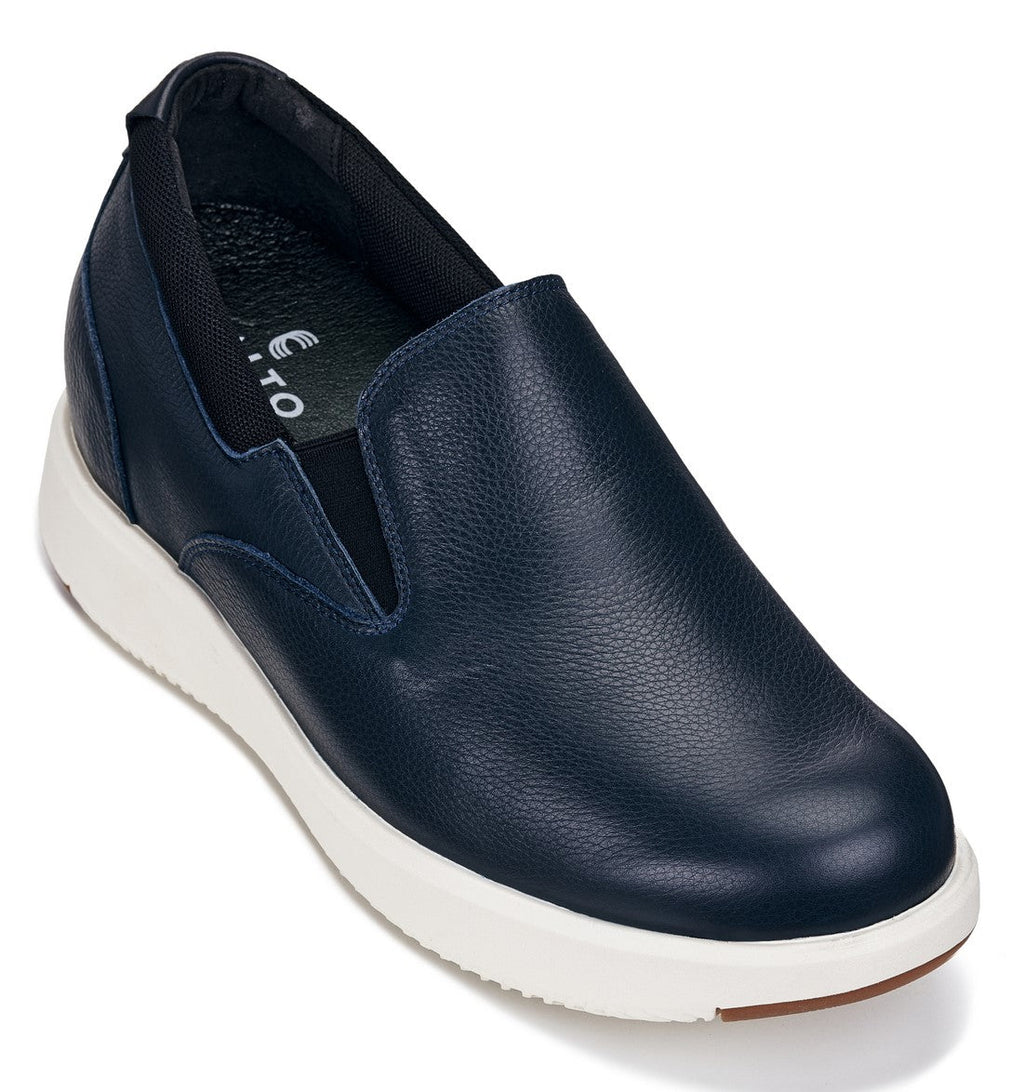 CALTO - J1421 - 2.8 Inches Taller (Dark Slate Blue) - Leather Loafers - WonderingCloth