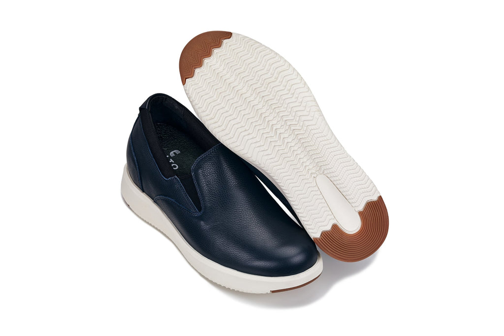CALTO - J1421 - 2.8 Inches Taller (Dark Slate Blue) - Leather Loafers - WonderingCloth