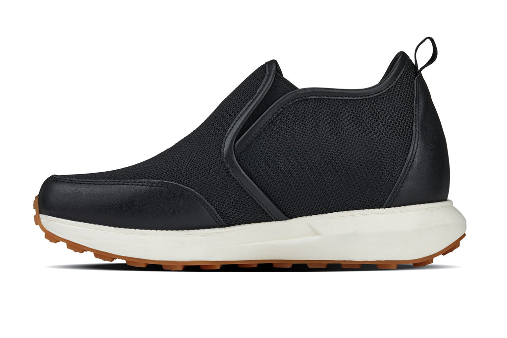 CALTO - J1433  - 3.3 Inches Taller (Black) - Casual Chunky Sole Sneaker Loafers - WonderingCloth
