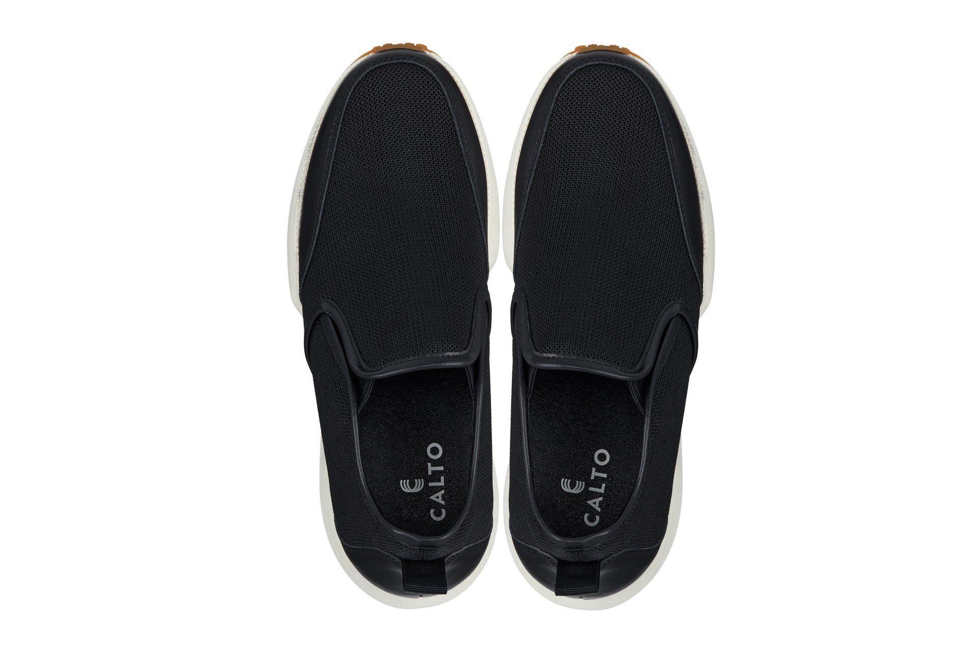 CALTO - J1433  - 3.3 Inches Taller (Black) - Casual Chunky Sole Sneaker Loafers - WonderingCloth
