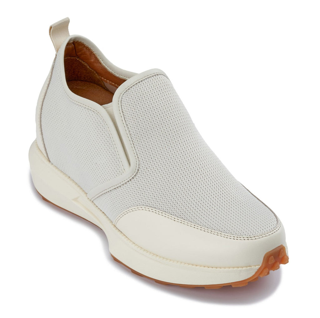 CALTO - J1434  - 3.3 Inches Taller (Off-White) - Casual Chunky Sole Sneaker Loafers - WonderingCloth