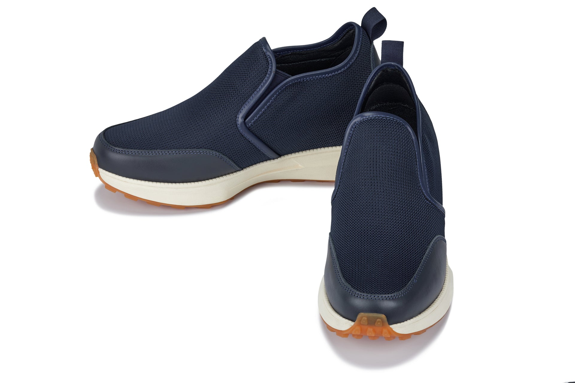 CALTO - J1435  - 3.3 Inches Taller (Dark Blue) - Casual Chunky Sole Sneaker Loafers - WonderingCloth