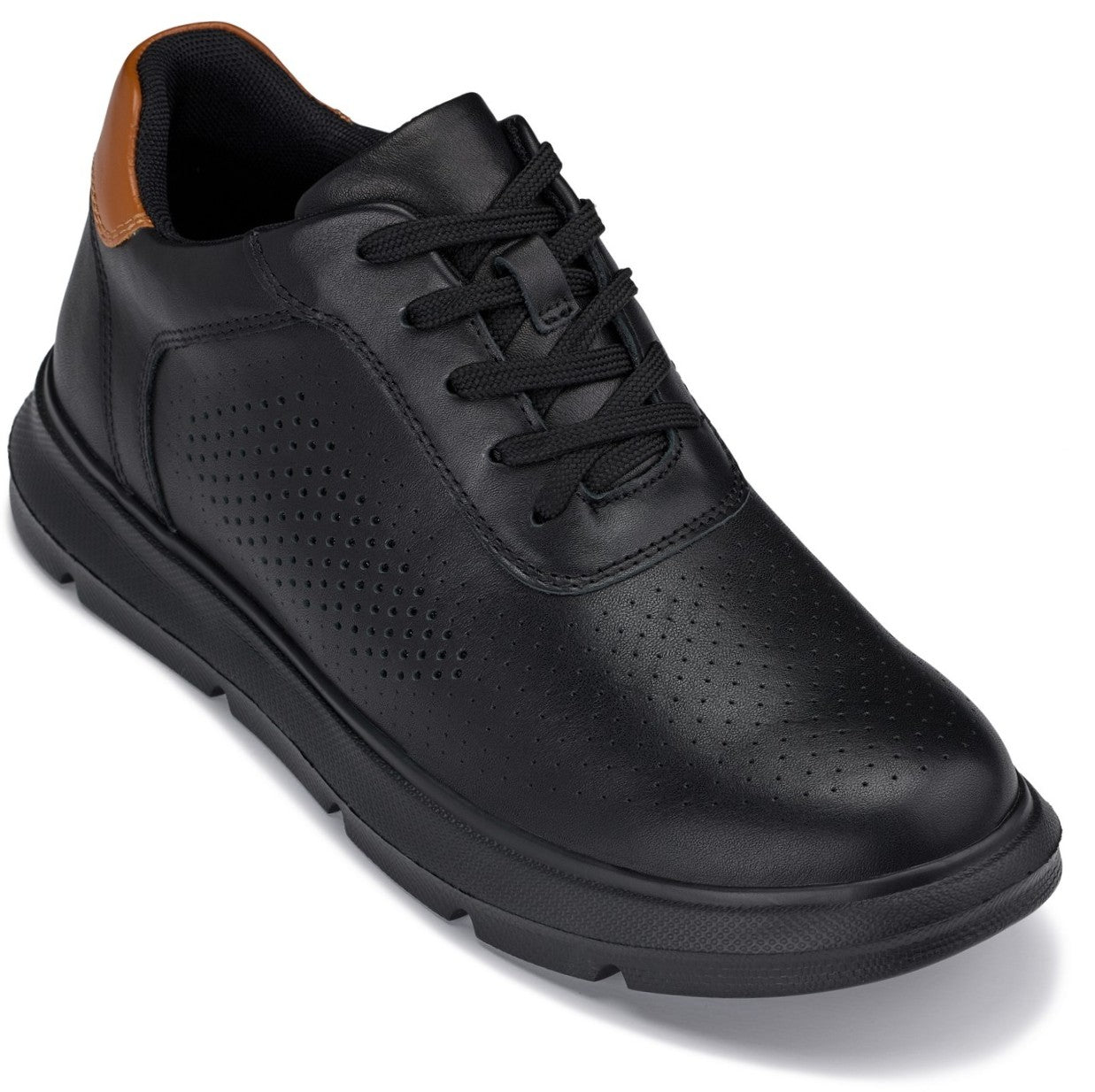 CALTO - J1580  - 2.6 Inches Taller (Black/Black Sole) - Lightweight Casual Walkers - WonderingCloth