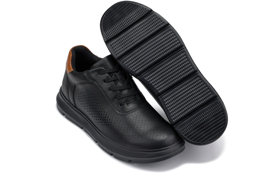 CALTO - J1580  - 2.6 Inches Taller (Black/Black Sole) - Lightweight Casual Walkers - WonderingCloth