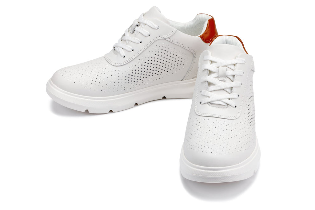 CALTO - J1581  - 2.6 Inches Taller (White) - Lightweight Casual Walkers - WonderingCloth