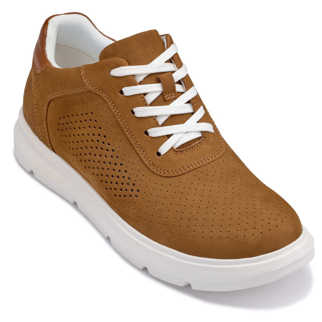 CALTO - J1583  - 2.6 Inches Taller (Brown) - Lightweight Casual Walkers - WonderingCloth