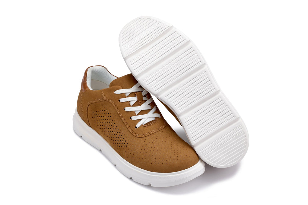 CALTO - J1583  - 2.6 Inches Taller (Brown) - Lightweight Casual Walkers - WonderingCloth